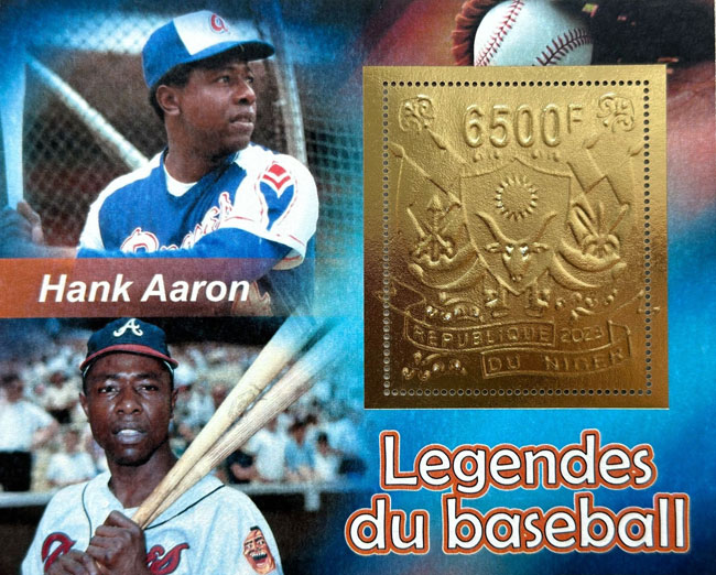 2023 Niger – Legends of Baseball, Gold Foil, Hank Aaron