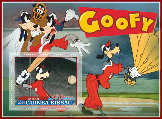 2024 Guinea – Goofy, 1 value (850 FCFA) – baseball