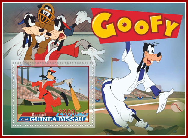 2024 Guinea – Goofy, 1 value (2800 FCFA) – baseball