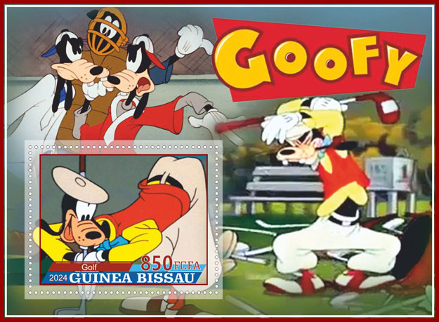2024 Guinea – Goofy, 1 value – golf (with baseball background)