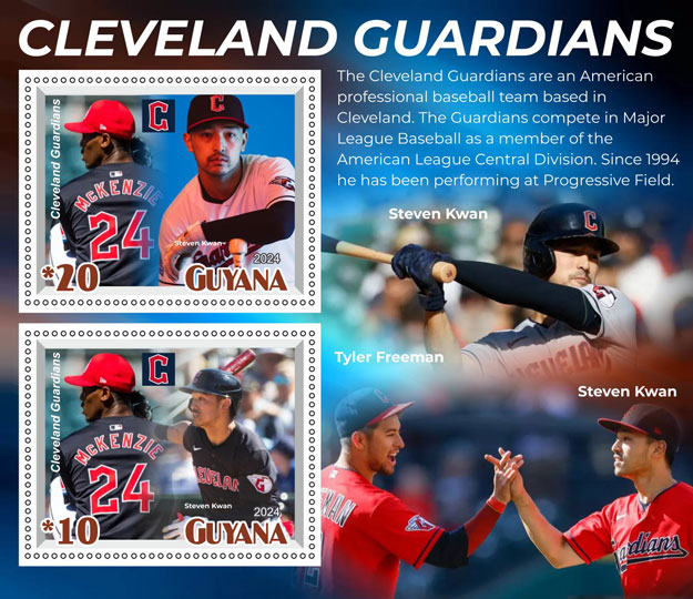 2024 Guyana – Cleveland Guardians, 2 values with Steven Kwan, Tyler Freeman