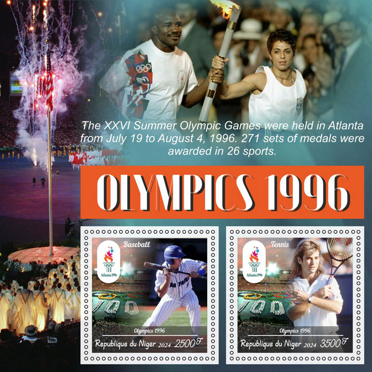 2024 Niger – Olympics 1996, 2 values with baseball, tennis