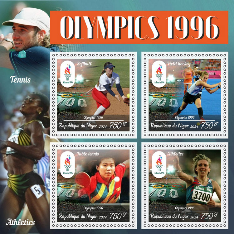 2024 Niger – Olympics 1996, 4 values with softball, field hockey, table tennis, athletics