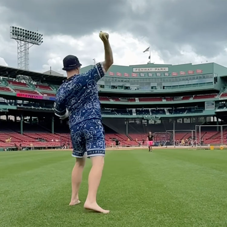 Ethan Skujia, Throwing Long Toss, at Fenway Park