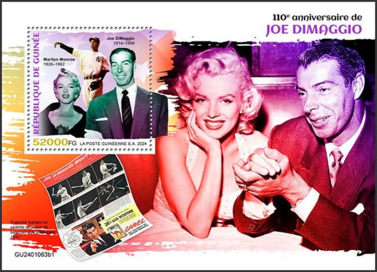 2024 Guinea – 110th Anniversary of Joe DiMaggio & Marilyn Monroe (1 value, b1)