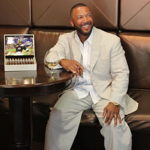 Gary Sheffield Lighting Up a Cigar