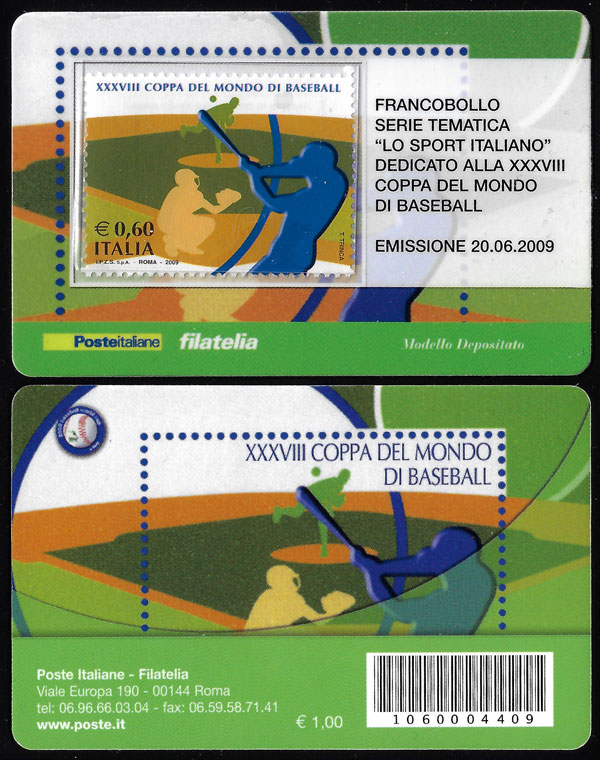 2009 Italy – 38th World Cup Baseball Stamp Card