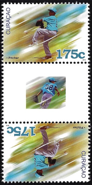 2013 Curacao – Pitcher – 175c stamp strip