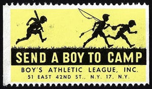 1940s Boys' Athletic League – Send a Boy to Camp stamp (perforated edge)