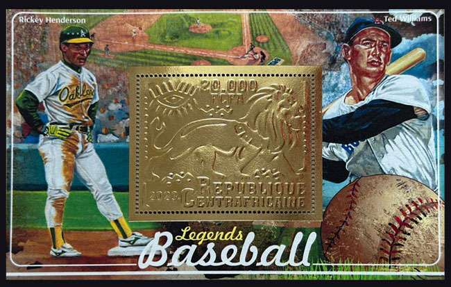 2023 Central African Republic – Rickey Henderson & Ted Williams, Gold