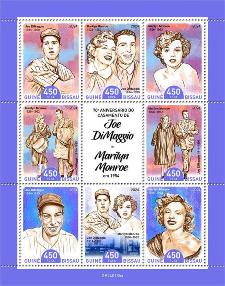 2024 Guinea Bissau – 70th Anniversary of Joe DiMaggio & Marilyn Monroe, 8 values