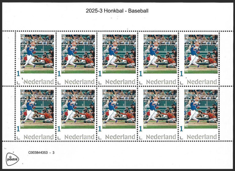 2025 Netherlands – Honkbal 3, Baseball Sheet (10 values)