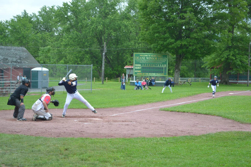 Auguste Leach Bats for the Brooklyn Dukes at Winsor Field