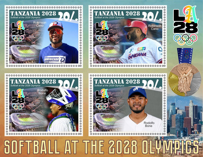 2025 Tanzania - Softball of the 2028 Olympics with Robinson Cano & Rodolfo Bone (4 values)