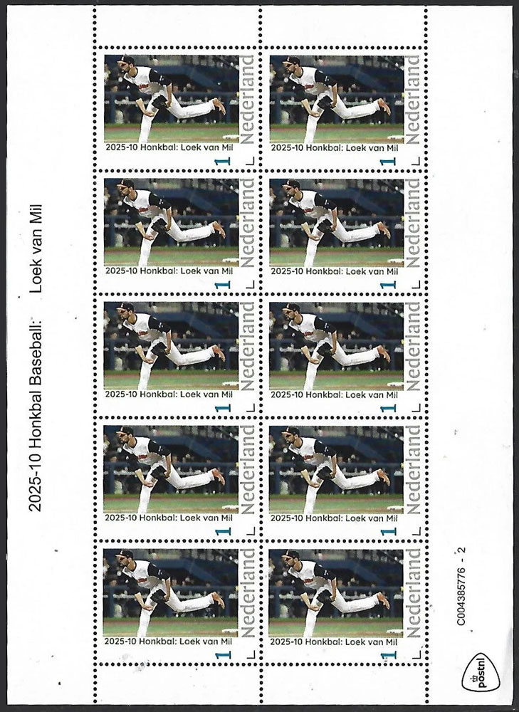 2025 Netherlands – Honkbal 9 with Loek van Mil, sheet (10 values)