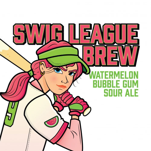 Dimensional Brewing – Swig League Brew Watermelon Bubble Gum Sour Ale Label