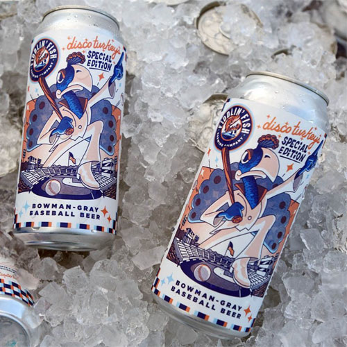 Fiddlin' Fish Brewing – Disco Turkeys Bowman-Gray Baseball Beer on Ice