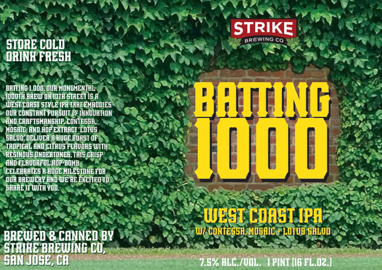 Strike Brewing Co. - Batting 1.000 Label