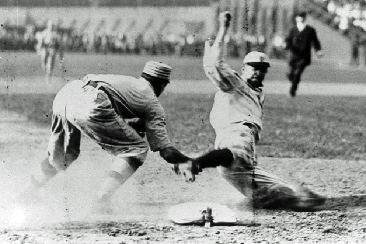 Ty Cobb with the Spikes Up
