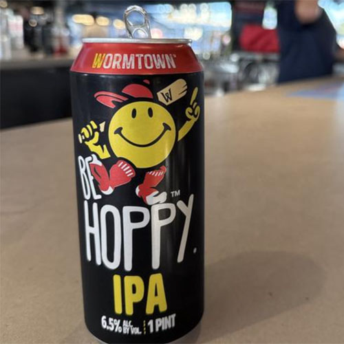 Wormtown Brewery – Be Hoppy IPA with WooSox Logo