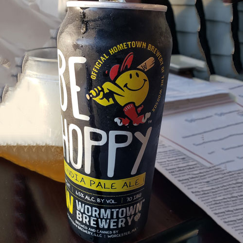 Wormtown Brewery – Be Hoppy IPA with Official Brewery of the WooSox Seal