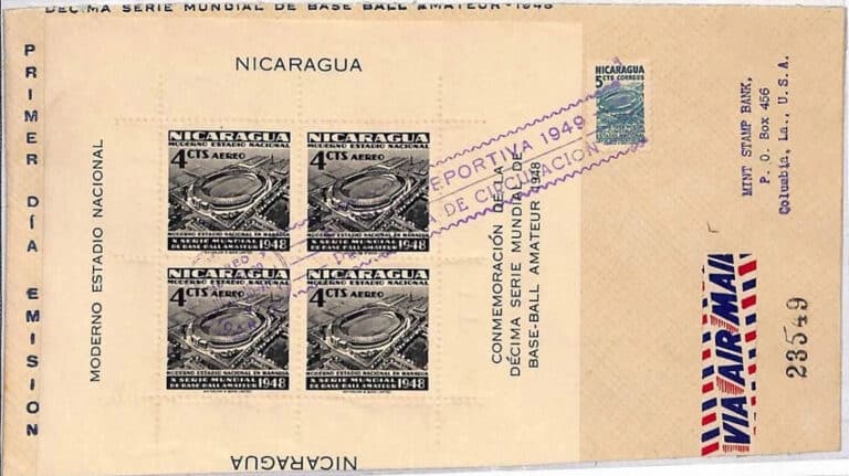 1949 Nicaragua – First Day Issue – Modern Stadium 4¢