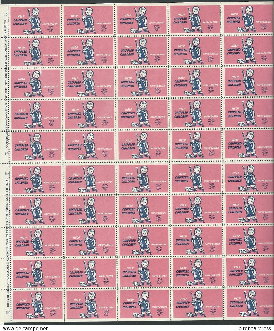 1960 Easter Seals – Help Crippled Children – Happy Easter, pink sheet