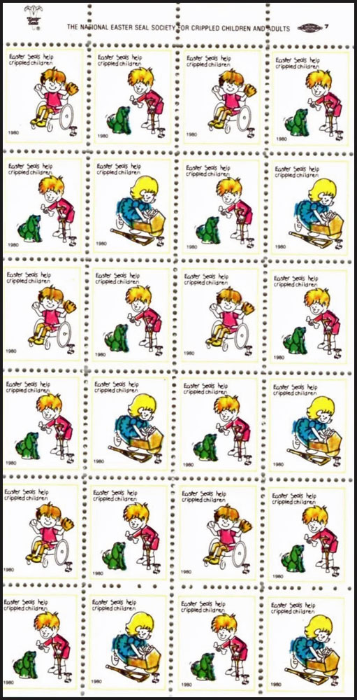 1980 Easter Seals Sheet – Help Crippled Children