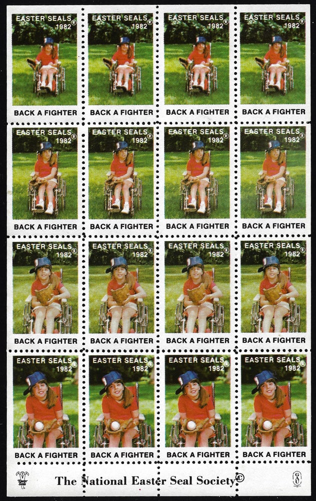 1982 Easter Seals, Back a Fighter Baseball Sheet