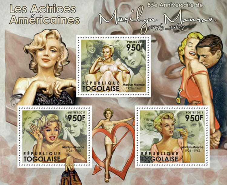 2011 Togo - Marilyn Monroe with Joe Dimaggio, 85th Anniversary