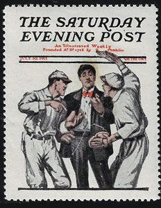 1915 The Saturday Evening Post stamp arguing with umpire