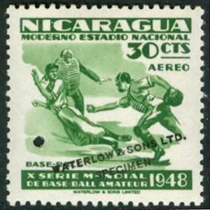 1949 Nicaragua – 10th World Series of Amateur Proof of Airmail Baseball – 30¢