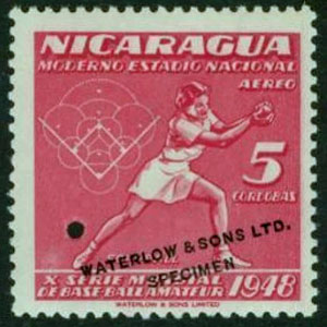 1949 Nicaragua – 10th World Series of Amateur Proof of Airmail Softball – 5¢