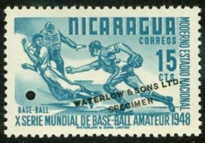 1949 Nicaragua – 10th World Series of Amateur Proof of Ordinary Baseball – 15¢