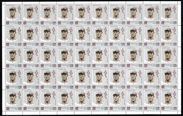 1969 Manama - George Sisler stamp sheet