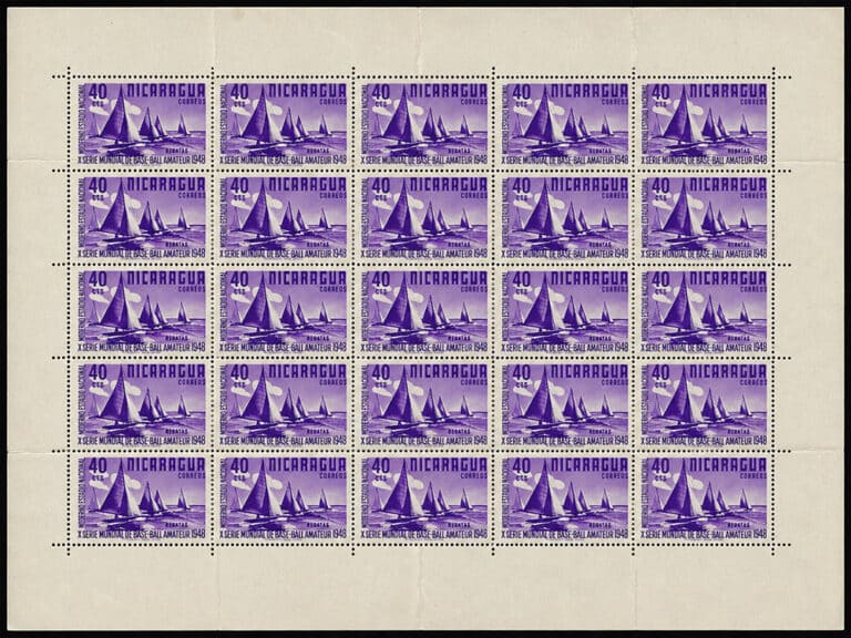 1949 Nicaragua – 10th World Series of Amateur Baseball – 40¢ Sailing Sheet