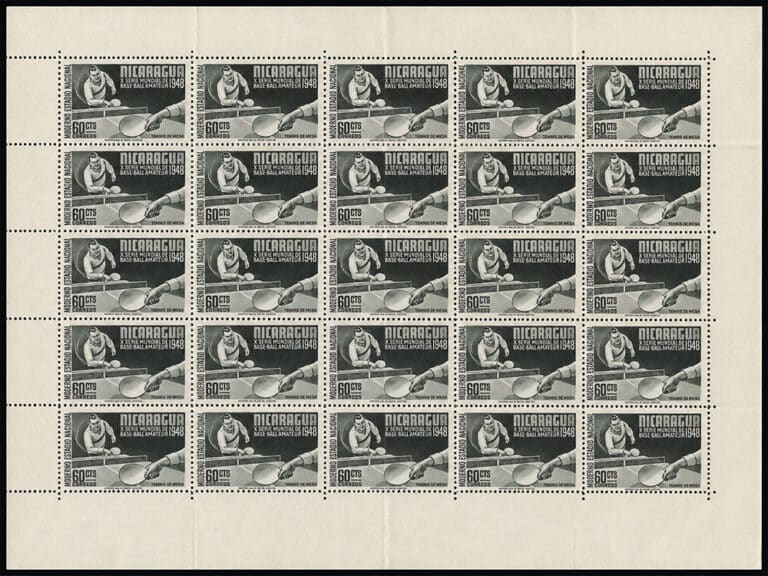 1949 Nicaragua – 10th World Series of Baseball: Ping-pong for 60¢ Sheet