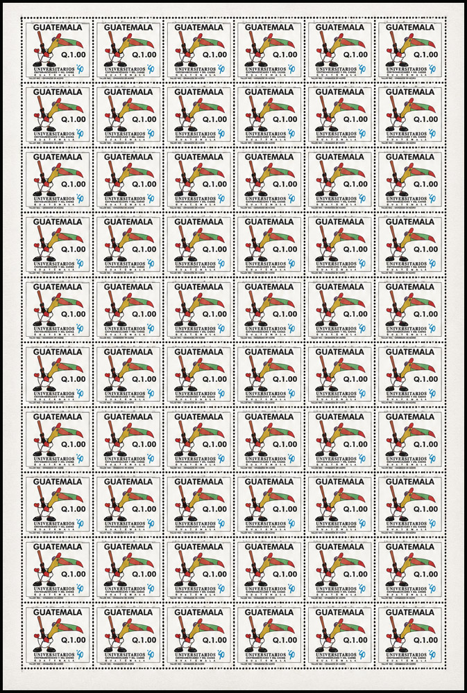 1990 Guatemala – Universitarios '90, Centroamericanos y del Caribe Sheet