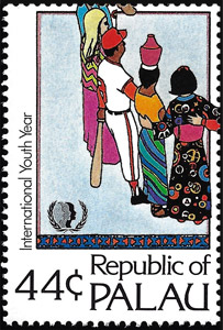 1985 Palau – International Youth Year with Baseball Player