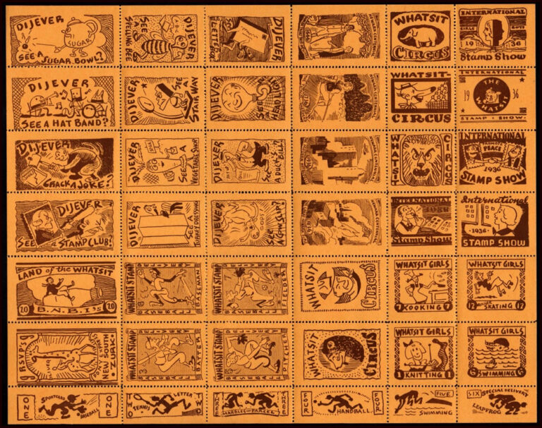 1936 Whatsit Fashions – Fantasy Stamp sheet (Orange)