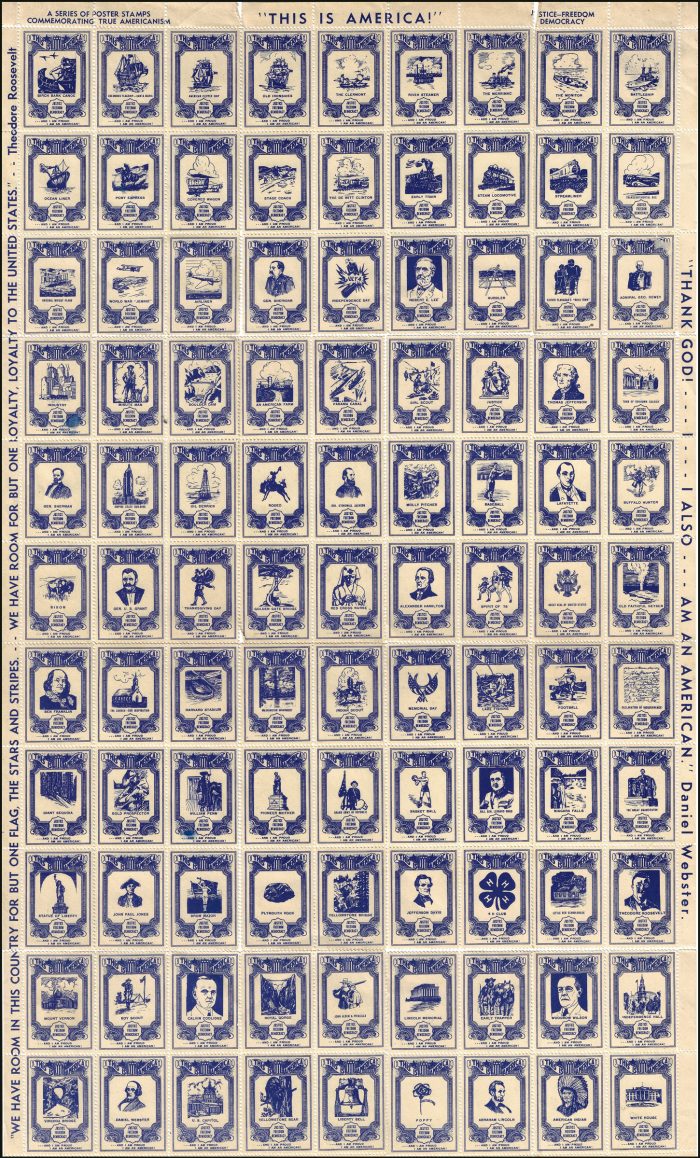 This is America – 1930s Stamp Sheet, including baseball stamp